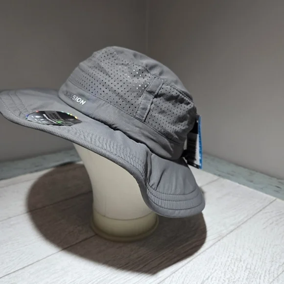 Mission Hydroactive Cooling UPF 50 OS Charcoal Gray Brim Bucket Hat 109979 - Picture 2 of 10